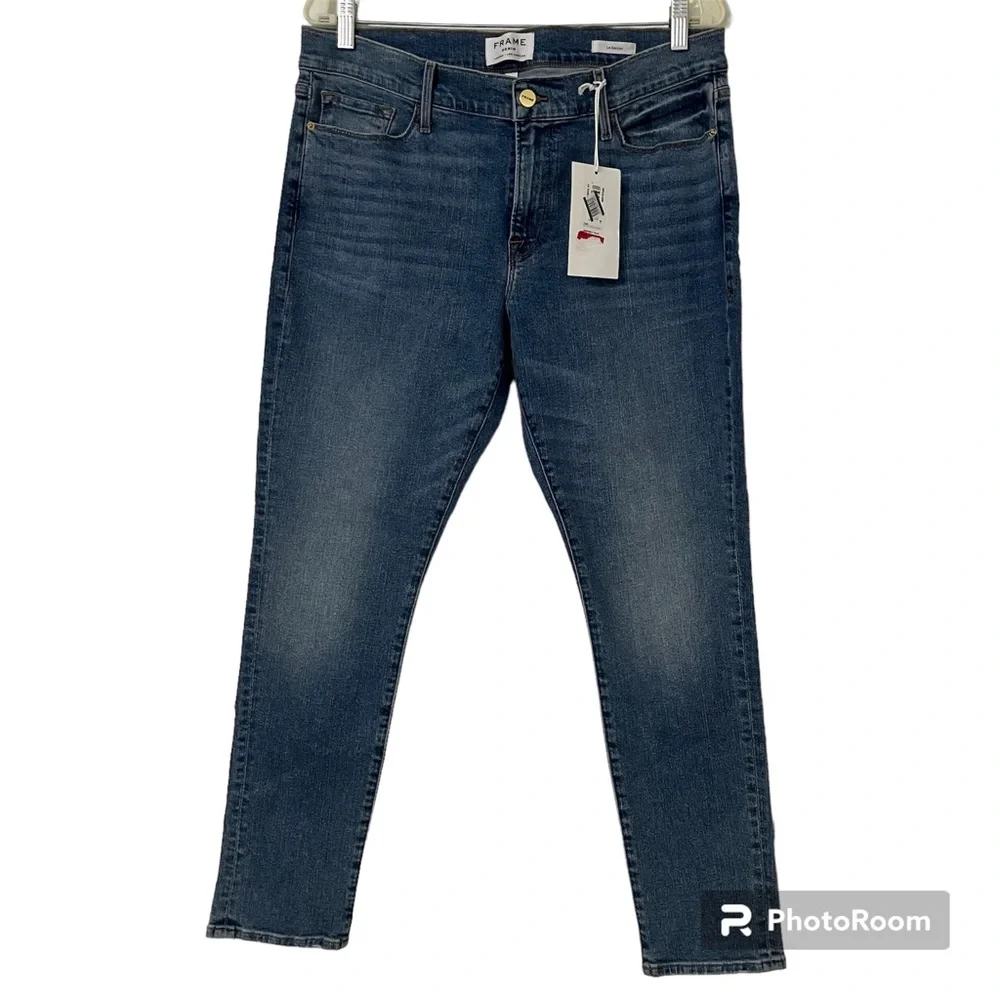 NWT Frame Denim Le Garcon Cuffed Crop Jeans Bixby Blue Size 31